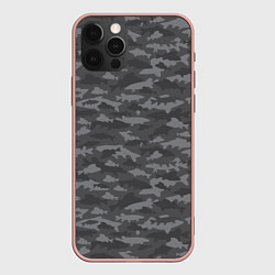 Чехол для iPhone 12 Pro Max Тёмно-Серый Камуфляж Рыбака, цвет: 3D-светло-розовый