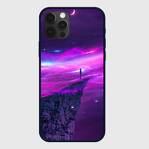 Чехол iPhone 12 Pro Max Наедине со вселенной Alone with the universe / 3D-Черный – фото 1