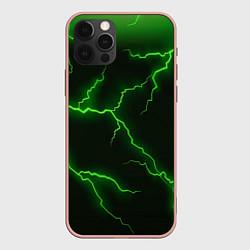 Чехол для iPhone 12 Pro Max Разряд молнии: Green, цвет: 3D-светло-розовый