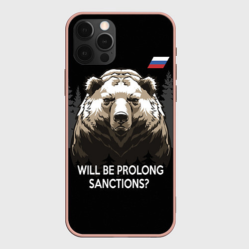 Чехол iPhone 12 Pro Max Will be prolong sanctions? Санкции продлевать буде / 3D-Светло-розовый – фото 1