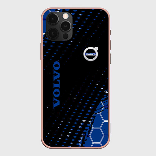Чехол iPhone 12 Pro Max Volvo - Вольво Sport соты / 3D-Светло-розовый – фото 1