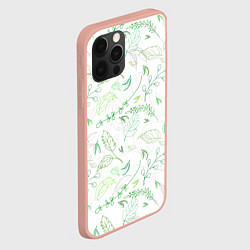 Чехол для iPhone 12 Pro Max Хаос из зелёных веток и листьев, цвет: 3D-светло-розовый — фото 2
