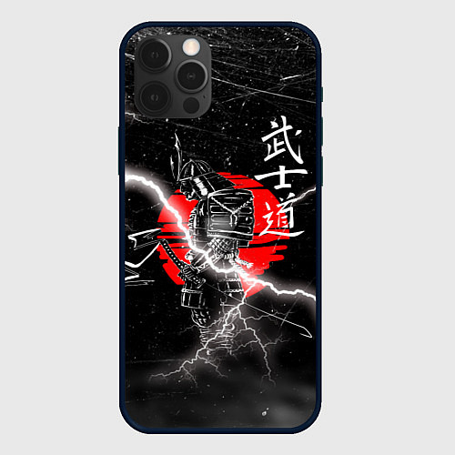 Чехол iPhone 12 Pro Max Самурай Бусидо Иероглифы Samurai Lightning / 3D-Черный – фото 1