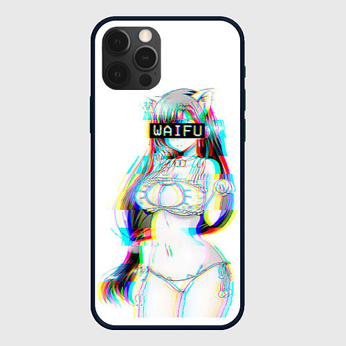 Чехол iPhone 12 Pro Max Кошкодевочка Waifu / 3D-Черный – фото 1