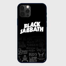 Чехол для iPhone 12 Pro Max Black Sabbath логотипы рок групп, цвет: 3D-черный