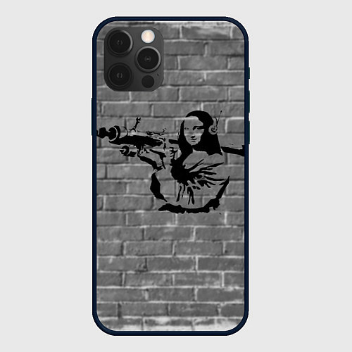 Чехол iPhone 12 Pro Max Мона Лиза Бэнкси Banksy / 3D-Черный – фото 1