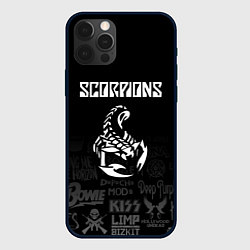 Чехол для iPhone 12 Pro Max Scorpions логотипы рок групп, цвет: 3D-черный