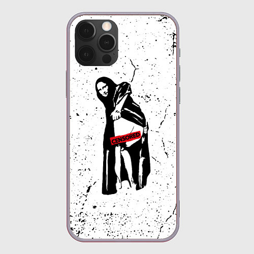 Чехол iPhone 12 Pro Max Banksy Mona Lisa Бэнкси / 3D-Серый – фото 1