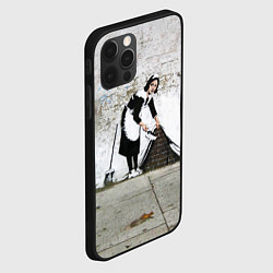 Чехол для iPhone 12 Pro Max Banksy - Бэнкси уборщица, цвет: 3D-черный — фото 2