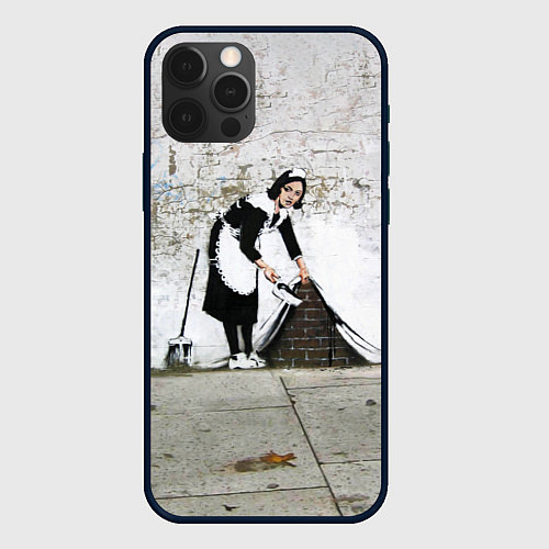 Чехол iPhone 12 Pro Max Banksy - Бэнкси уборщица / 3D-Черный – фото 1