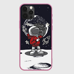 Чехол iPhone 12 Pro Max Космонавт с магнитофоном