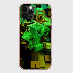 Чехол для iPhone 12 Pro Max Minecraft Creeper Mob, цвет: 3D-светло-розовый