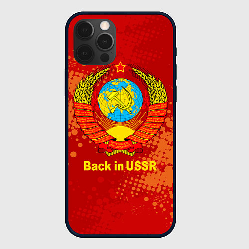 Чехол iPhone 12 Pro Max Back in USSR - Назад в СССР / 3D-Черный – фото 1