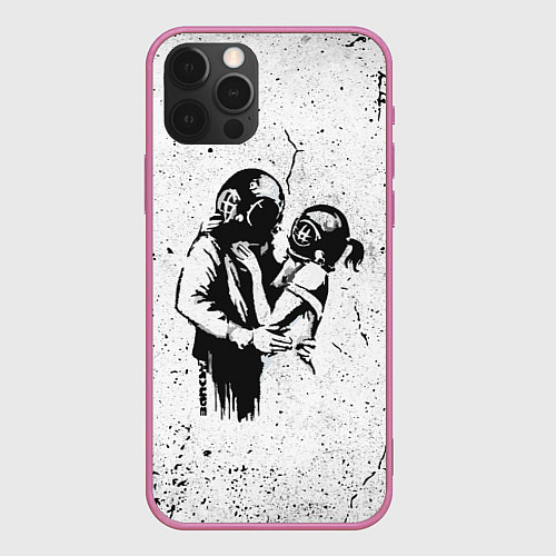 Чехол iPhone 12 Pro Max BANKSY БЭНКСИ космос / 3D-Малиновый – фото 1