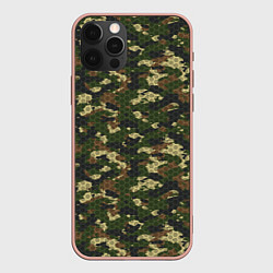 Чехол для iPhone 12 Pro Max Камуфляж лесной с высокотехнологичной гексагональн, цвет: 3D-светло-розовый