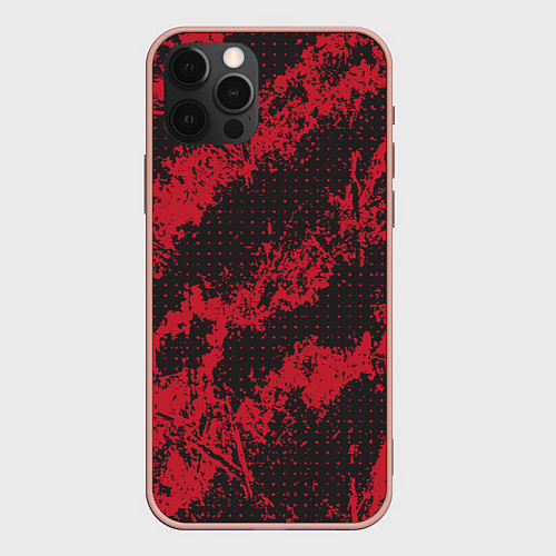 Чехол iPhone 12 Pro Max КРАСНАЯ ГРЯЗЬ RED GRUNGE / 3D-Светло-розовый – фото 1