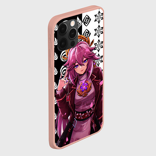Чехол iPhone 12 Pro Max Яэ Мико прекрасная Геншин Импакт / 3D-Светло-розовый – фото 2