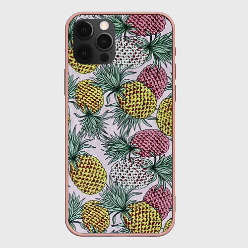 Чехол iPhone 12 Pro Max Ананасовый урожай / 3D-Светло-розовый – фото 1