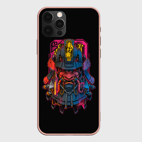 Чехол iPhone 12 Pro Max Неоновый Самурай Киберпанк / 3D-Светло-розовый – фото 1