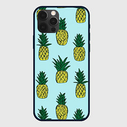 Чехол для iPhone 12 Pro Max Рисунок ананасов, цвет: 3D-черный
