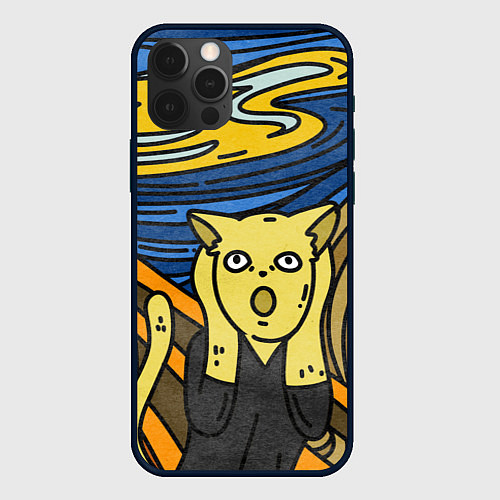 Чехол iPhone 12 Pro Max Крик кота Мунка / 3D-Черный – фото 1