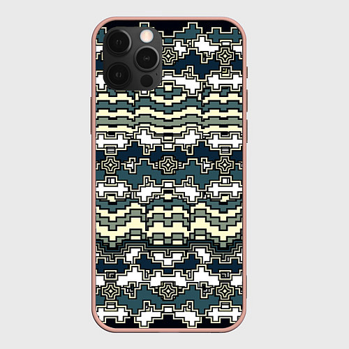 Чехол iPhone 12 Pro Max Узор прямоугольный пиксел / 3D-Светло-розовый – фото 1