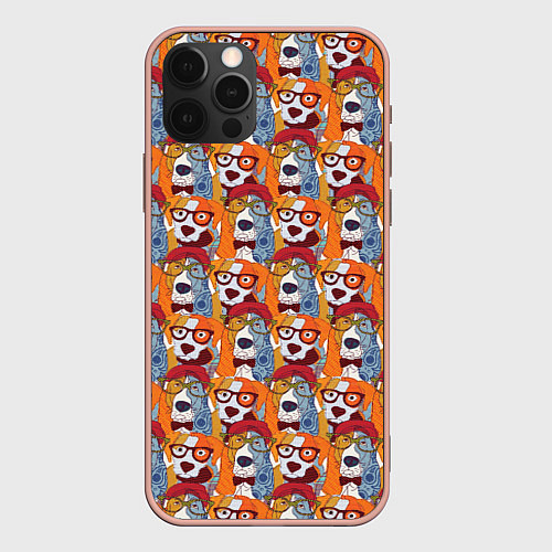 Чехол iPhone 12 Pro Max Собаки Бассет-Хаунд / 3D-Светло-розовый – фото 1
