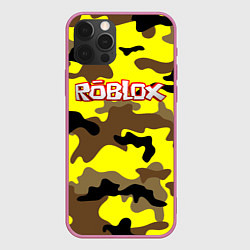Чехол для iPhone 12 Pro Max Roblox Камуфляж Жёлто-Коричневый, цвет: 3D-малиновый