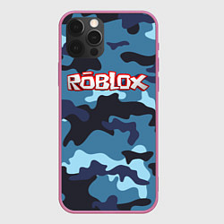 Чехол для iPhone 12 Pro Max Roblox Камуфляж Тёмный Синий, цвет: 3D-малиновый