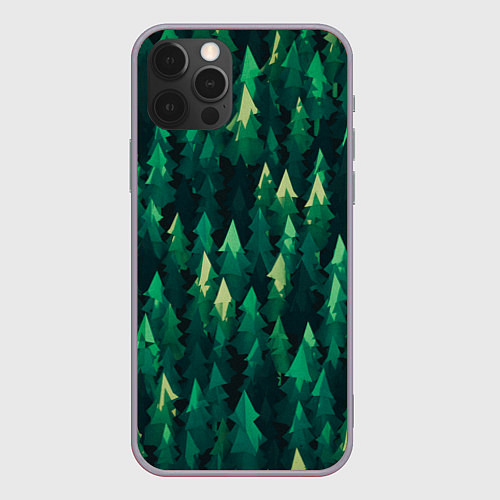 Чехол iPhone 12 Pro Max Еловый лес spruce forest / 3D-Серый – фото 1