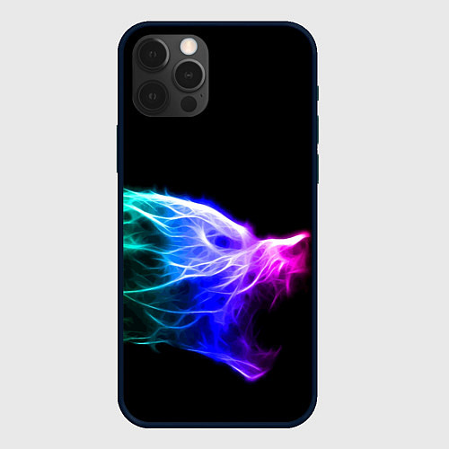 Чехол iPhone 12 Pro Max Wolf Grin Волк Оскал Неон Neon / 3D-Черный – фото 1