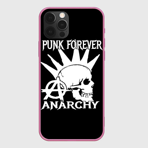 Чехол iPhone 12 Pro Max PUNK FOREVER ANARCHY / 3D-Малиновый – фото 1