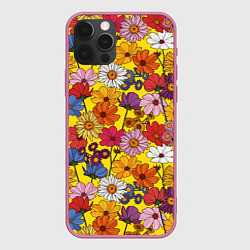 Чехол iPhone 12 Pro Max Цветочки-лютики на желтом фоне