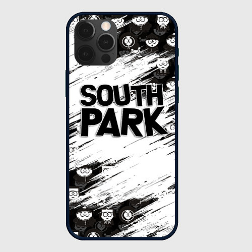 Чехол iPhone 12 Pro Max Южный парк - персонажи и логотип South Park / 3D-Черный – фото 1