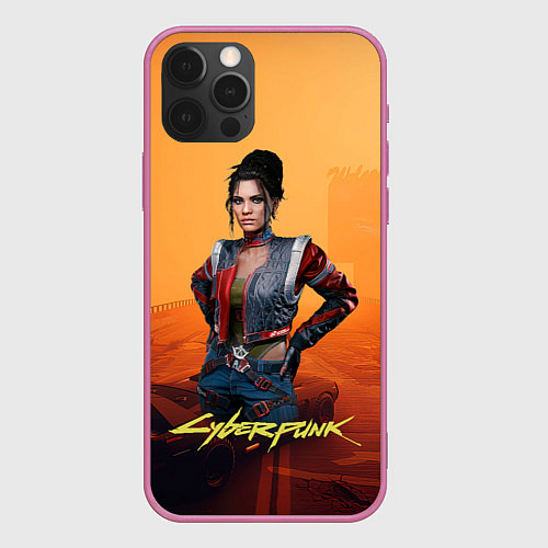 Чехол iPhone 12 Pro Max Панам пустоши Cyberpunk2077 / 3D-Малиновый – фото 1