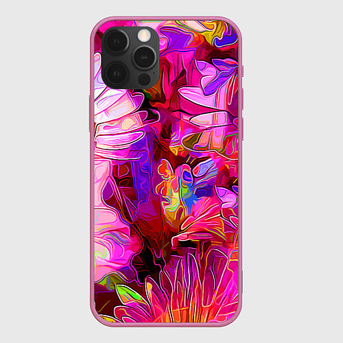 Чехол iPhone 12 Pro Max Красочный цветочный паттерн Floral pattern / 3D-Малиновый – фото 1