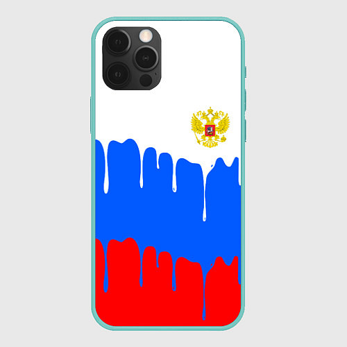 Чехол iPhone 12 Pro Max Флаг герб russia / 3D-Мятный – фото 1