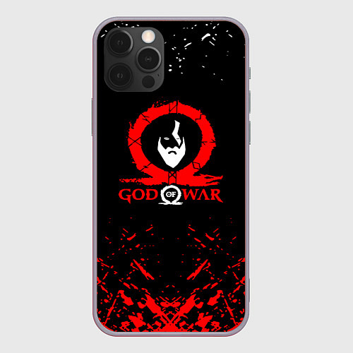 Чехол iPhone 12 Pro Max God of War Ragnarok герой лого / 3D-Серый – фото 1