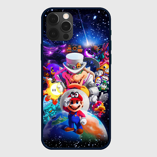 Чехол iPhone 12 Pro Max Super Mario Odyssey Space Video game / 3D-Черный – фото 1