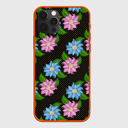 Чехол iPhone 12 Pro Max FLOWERS BLACK