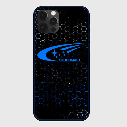 Чехол iPhone 12 Pro Max SUBARU - Соты / 3D-Черный – фото 1