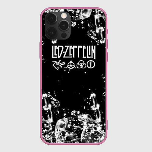 Чехол iPhone 12 Pro Max LED ZEPPELIN texture вода / 3D-Малиновый – фото 1