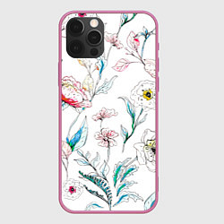Чехол iPhone 12 Pro Max Цветы Нарисованные