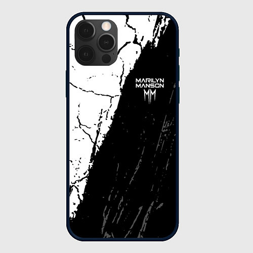 Чехол iPhone 12 Pro Max Marilyn manson Трещины / 3D-Черный – фото 1