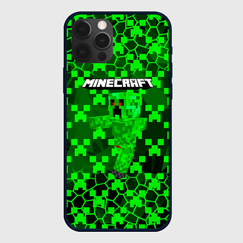 Чехол iPhone 12 Pro Max Minecraft КРИПЕРЫ / 3D-Черный – фото 1