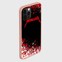 Чехол для iPhone 12 Pro Max Metallica текстура белая красная, цвет: 3D-светло-розовый — фото 2