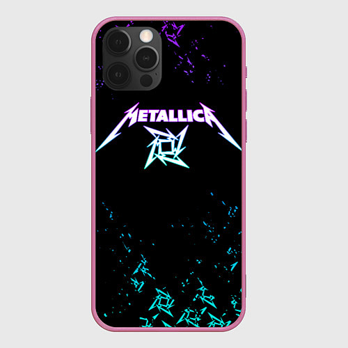 Чехол iPhone 12 Pro Max Metallica металлика neon / 3D-Малиновый – фото 1