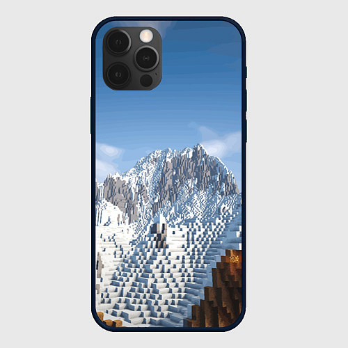 Чехол iPhone 12 Pro Max Minecraft Mountains Video game / 3D-Черный – фото 1