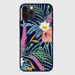 Чехол для iPhone 12 Pro Max Цветы Гибискусы, цвет: 3D-черный