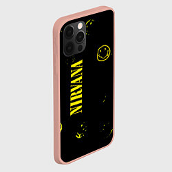 Чехол для iPhone 12 Pro Max Nirvana паттерн смайлы, цвет: 3D-светло-розовый — фото 2